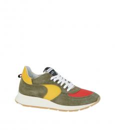 Philippe Model Green Multi Leather Sneakers
