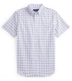 Ralph Lauren Boys White Multi Plaid Poplin Shirt