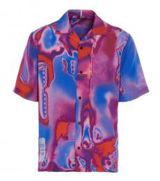 McQ Alexander McQueen Purple Silk Rave Short Sleeve Shirt