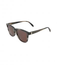 Alexander McQueen Grey Brown Square Sunglasses