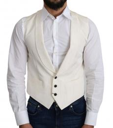 Off White Silk Formal Coat Vest