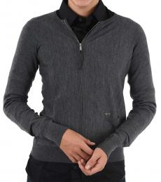 Gray Full Zip Wool Sweater