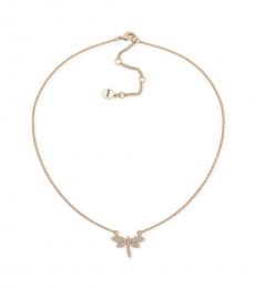Gold Crystal Dragonfly Pendant Necklace