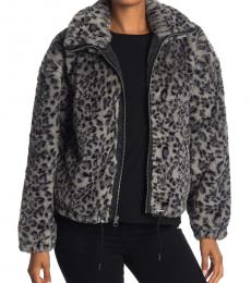 Lucky Brand Grey Funnel Neck Faux Fur Jacket