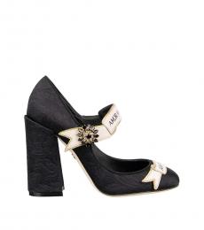 Black Brocade Mary Jane Heels