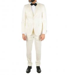 White    Pinstriped Drop 8R 3 Piece Waistcoat Suit