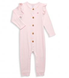 Baby Girls Pink Logo Coverall