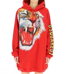 Dsquared2 Red Printed Fleece Dress