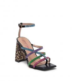 Betsey Johnson Black Graviti Embellished Leopard Heels