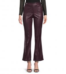 Calvin Klein Dark Brown High Rise Faux Leather Pants