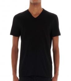 Black V-Neck Solid T-Shirt