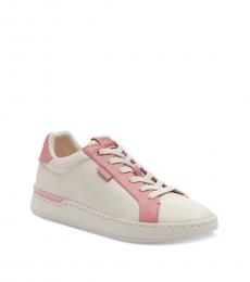 Coach White Pink Lace Up Sneakers