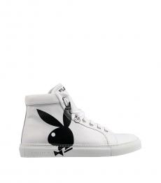 Philipp Plein White Black High Top Bunny Sneakers