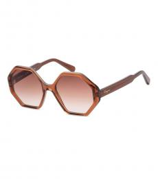 Ferragamo Brown Geometric Sunglasses