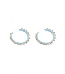 J.Crew Light Blue Woven Rhinestone Wrapped Hoop Earrings