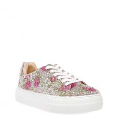 Betsey Johnson White Floral Rhinestone Sneakers
