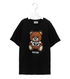 Moschino Girls Black Teddy Patch T-Shirt