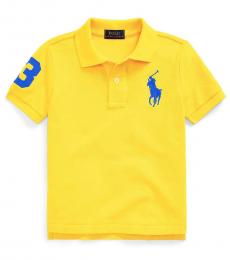 Ralph Lauren Little Boys Racing Yellow Classic Fit Mesh Polo