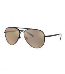 Golden Black Aviator Mirror Sunglasses