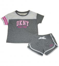 DKNY 2 Piece T-Shirt/Shorts Set (Little Girls)