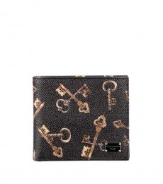 Dolce & Gabbana Dark Brown Black Keys Printed Wallet