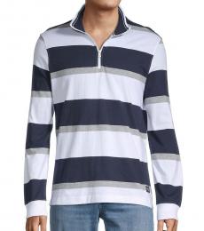 Ben Sherman White Manchester Striped Zip-Up Pullover