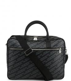 Emporio Armani Black Signature Large Briefcase Bag