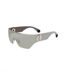 Philipp Plein Silver Mirror Shield Sunglasses