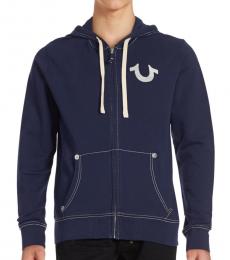 True Religion True Navy Classic Logo Zip-Up Hoodie