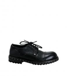 Black Leather Studded Sole Lace Ups