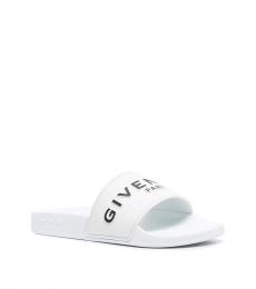 Givenchy White Logo Rubber Slides