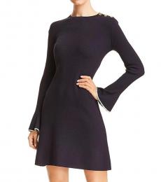 Tory Burch Medium Navy Wool Ribbed Sweaterdress