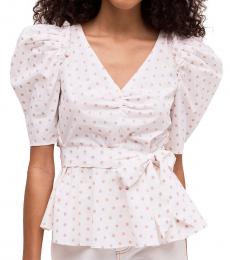 Kate Spade French Cream Dot Cotton Drape Blouse