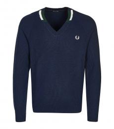 Fred Perry Dark Blue Logo Embroidery Sweater