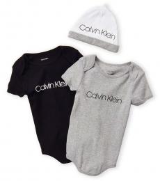 Calvin Klein 3 Piece Bodysuit/Beanie Set (Baby Boys)