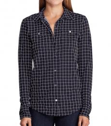 Ralph Lauren Lauren Navy Check-Print Jersey Shirt