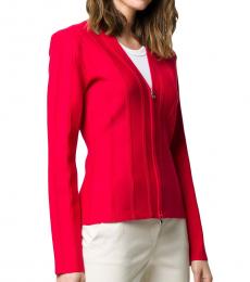 Emporio Armani Vivid Red Ribbed Fitted Jacket