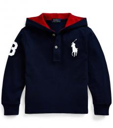 Ralph Lauren Little Boys French Navy Big Pony Hooded T-Shirt