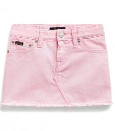 Ralph Lauren Little Girls Carmel Pink Wash Denim Skirt