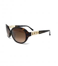 Salvatore Ferragamo Tortoise-Brown Logo Sunglasses