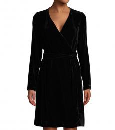Diane Von Furstenberg Black Julian Velvet Flare Wrap Dress