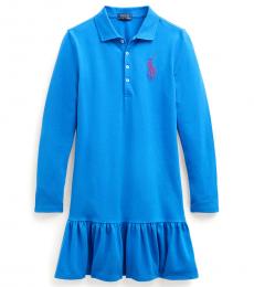 Ralph Lauren Girls Boysenberry Big Pony Long-Sleeve Dress