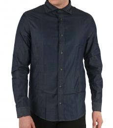 Armani Jeans Navy Blue Denim Regular Fit Shirt