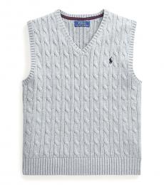 Ralph Lauren Boys League Heather Cable-Knit Sweater Vest