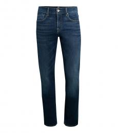7 For All Mankind Dark Blue Slim-Fit Straight-Leg Jeans