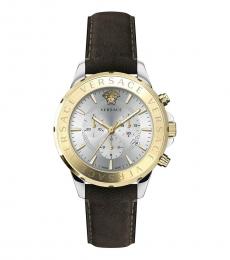 Brown Silver Dial Watch