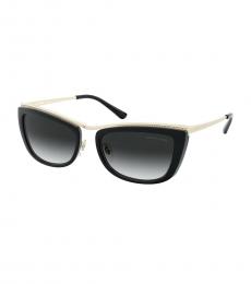 Black Rectangle Brow Bar Sunglasses