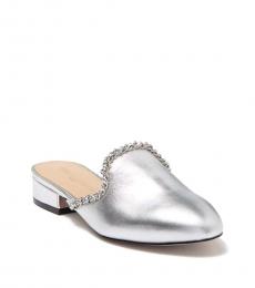 Silver Leather Leather Mules