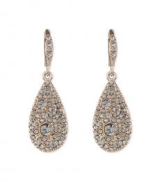 Golden Scattered Pave Drop Earrings
