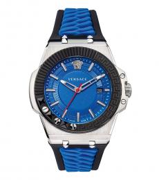 Versace Blue Chain Reaction Strap Watch